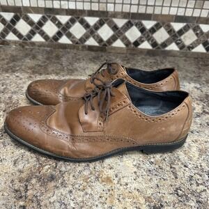 Stacy Adams Shoes Mens Wingtip Oxford 12M Brown Leather Lace Up Dress Shoes